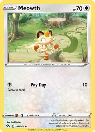 Meowth 199/264  SWSH08 Fusion Strike - Common