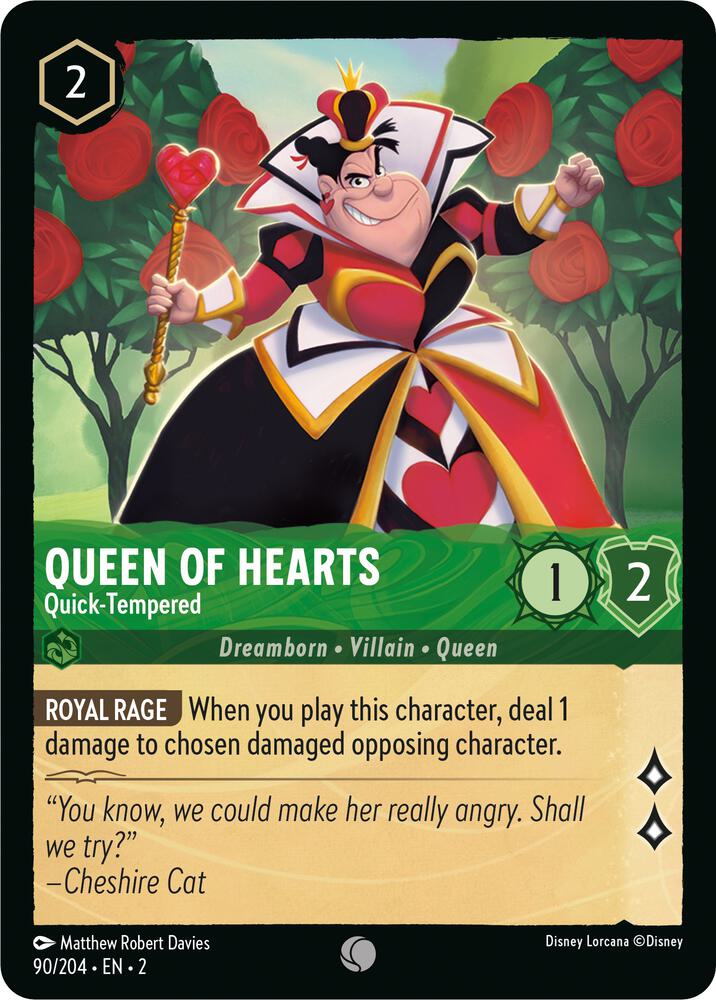 Queen of Hearts Quick Tempered 90/204 (Rise of the Floodborn)  - Cold Foil