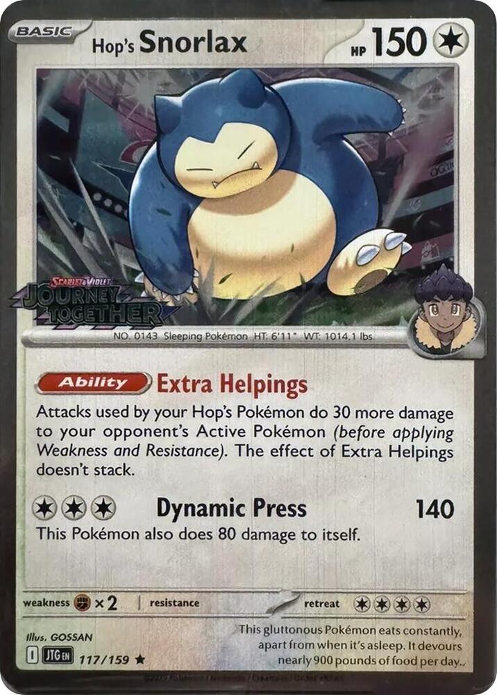 Hop's Snorlax 117/159 (SV09: Journey Together)  - Cosmo Holofoil