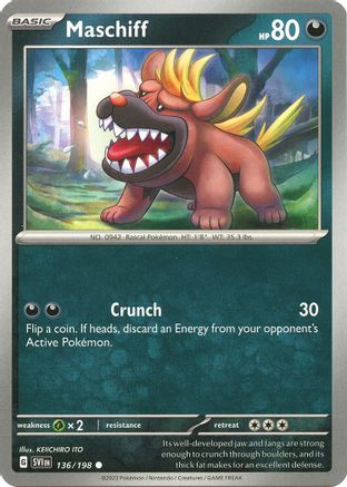 Maschiff 136/198  - Reverse Holofoil SV01 Scarlet & Violet Base Set - Common