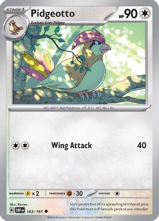 Pidgeotto 163/197  SV03 Obsidian Flames - Uncommon