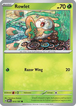 Rowlet 013/197  SV03 Obsidian Flames - Common