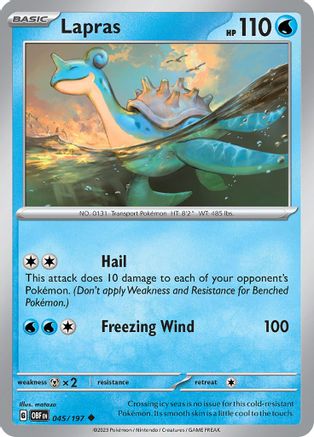 Lapras 045/197  - Reverse Holofoil SV03 Obsidian Flames - Uncommon