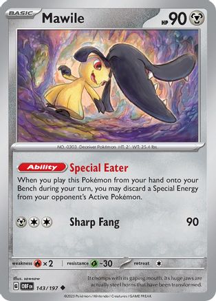 Mawile 143/197  - Reverse Holofoil SV03 Obsidian Flames - Uncommon