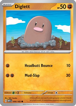 Diglett 050/165  - Reverse Holofoil SV Scarlet & Violet 151 - Common