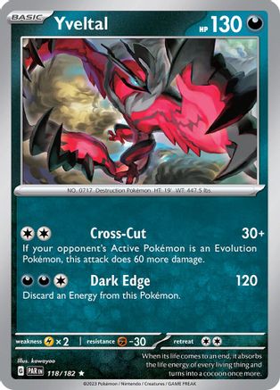 Yveltal 118/182  - Holofoil SV04 Paradox Rift - Rare
