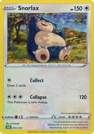 Snorlax 016/034  - Holofoil Trading Card Game Classic - Classic Collection