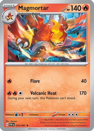 Magmortar 010/091  - Reverse Holofoil SV Paldean Fates - Rare