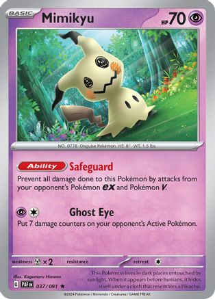 Mimikyu 037/091  - Reverse Holofoil SV Paldean Fates - Rare