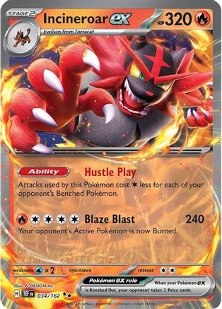 Incineroar ex 034/162  - Holofoil SV05 Temporal Forces - Double Rare