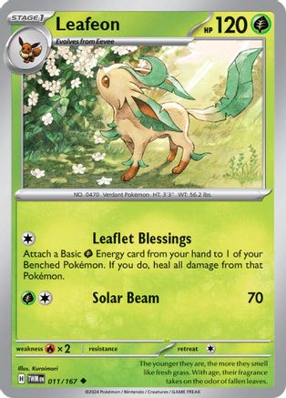 Leafeon 011/167  - Reverse Holofoil SV06 Twilight Masquerade - Uncommon