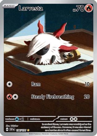 Larvesta 196/191  - Holofoil SV08 Surging Sparks - Illustration Rare