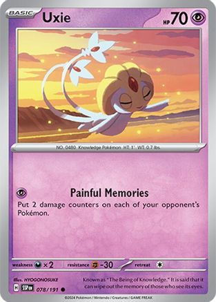 Uxie 078/191  - Reverse Holofoil SV08 Surging Sparks - Common