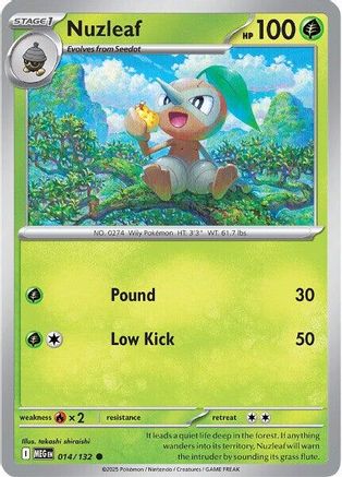 Nuzleaf 014/132 - Reverse Holofoil ME01 Mega Evolution - Common