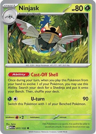 Ninjask 017/132  - Reverse Holofoil ME01 Mega Evolution - Uncommon