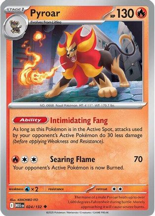 Pyroar 024/132  - Reverse Holofoil ME01 Mega Evolution - Uncommon