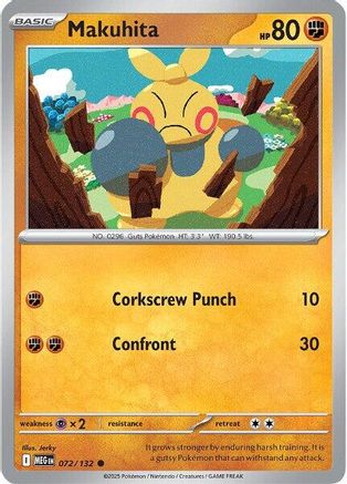 Makuhita 072  - Reverse Holofoil ME01 Mega Evolution - Common