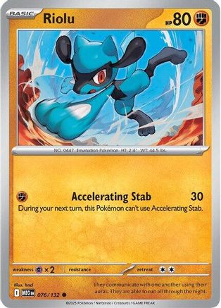 Riolu 076  - Reverse Holofoil ME01 Mega Evolution - Common