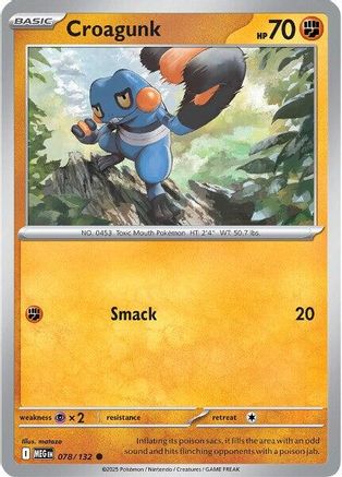 Croagunk 078  - Reverse Holofoil ME01 Mega Evolution - Common