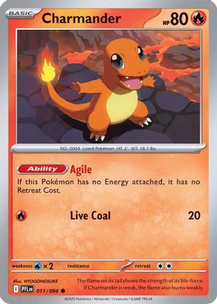 Charmander 011  - Reverse Holofoil ME02 Phantasmal Flames - Common