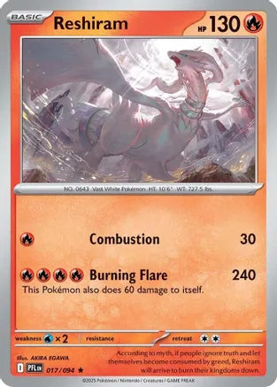 Reshiram 017/094  - Holofoil ME02 Phantasmal Flames - Rare