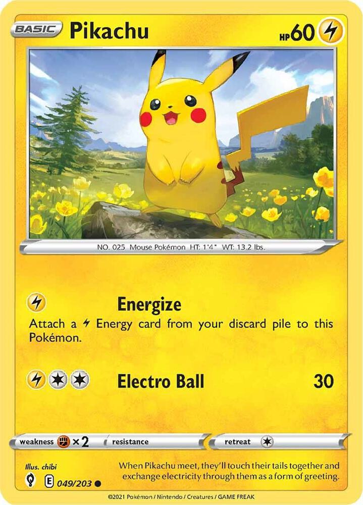 Pikachu 049/203 (SWSH07: Evolving Skies) 