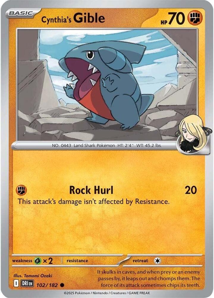 Cynthia's Gible 102/182 (SV10: Destined Rivals) 