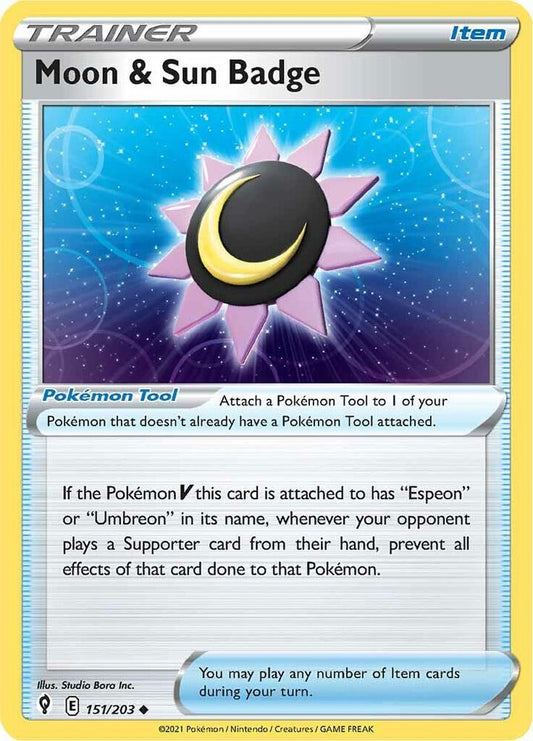 Moon and Sun Badge 151/203 (SWSH07: Evolving Skies) 