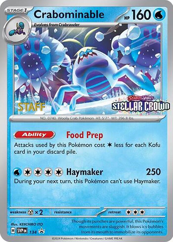 Crabominable Prerelease Staff 134/142 (SV: Scarlet & Violet Promo Cards)  - Reverse Holofoil