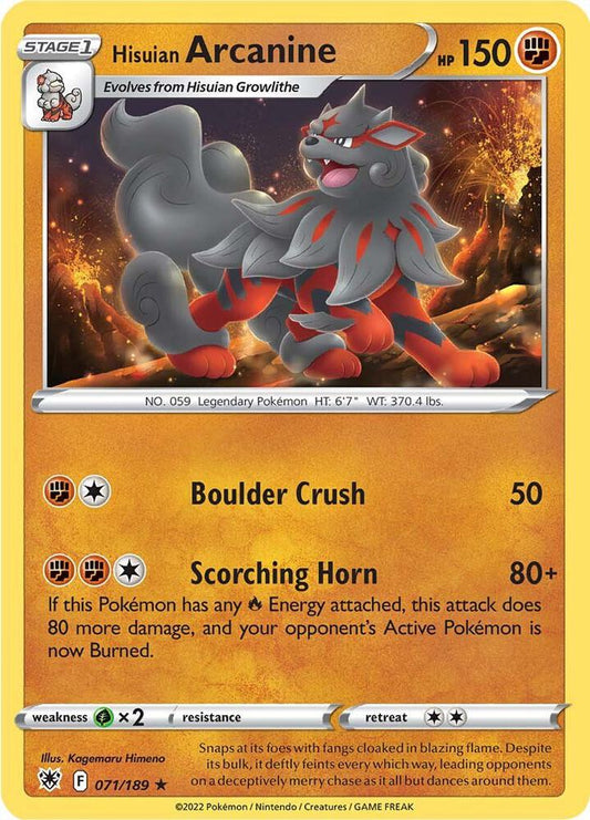 Hisuian Arcanine 071/189 (SWSH10: Astral Radiance) 