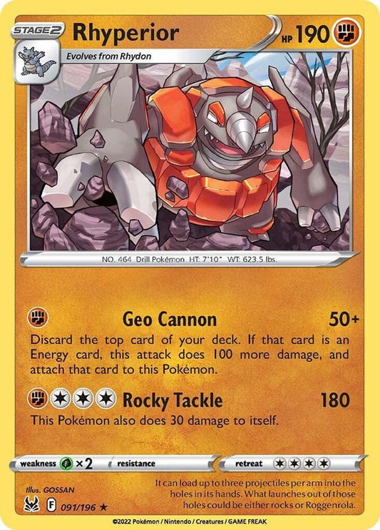 Rhyperior 091/196 (SWSH11: Lost Origin) 