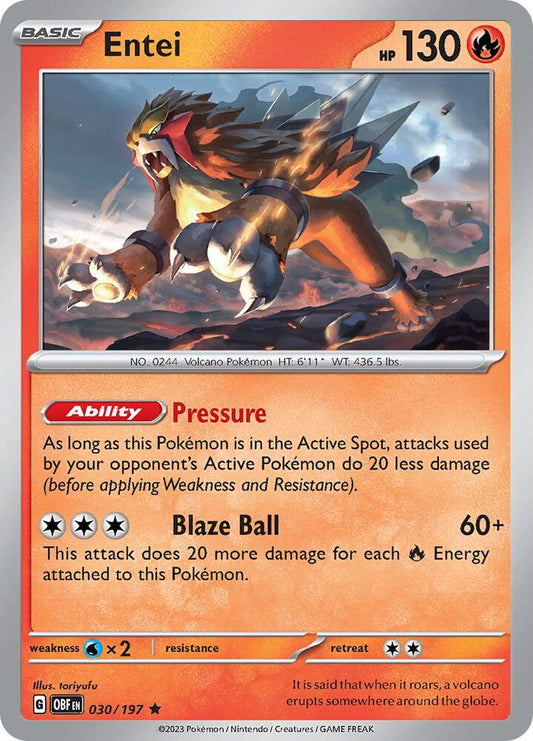 Entei 030/197 (SV03: Obsidian Flames)  - Holofoil