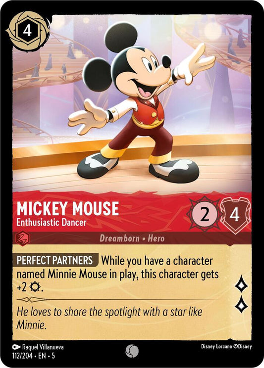 Mickey Mouse, Enthusiastic Dancer 112/204 (Shimmering Skies)  - Cold Foil