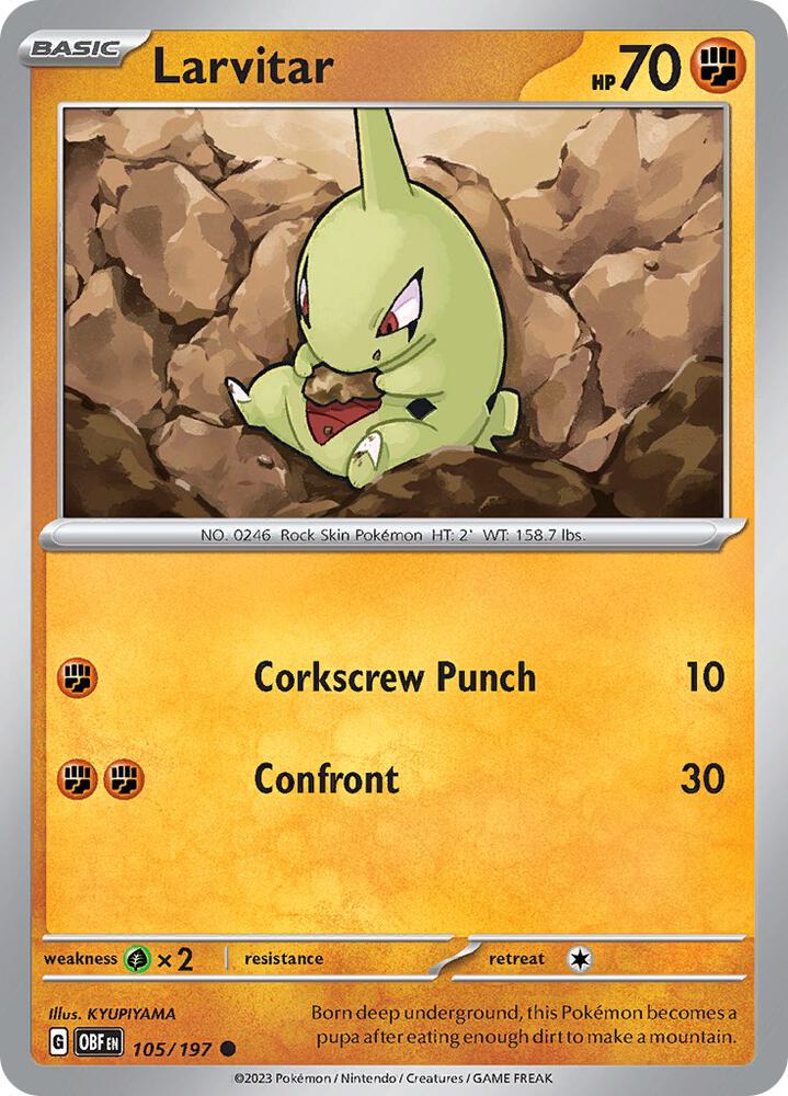 Larvitar 105/197 (SV03: Obsidian Flames) 