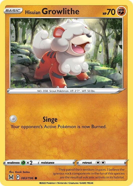 Hisuian Growlithe 083/196 (SWSH11: Lost Origin) 