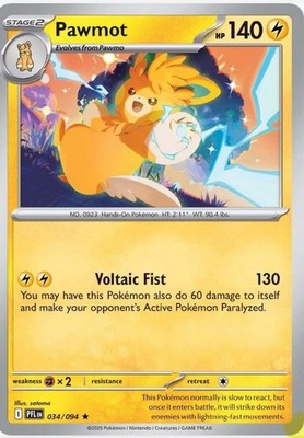 Pawmot 034/094  - Holofoil ME02 Phantasmal Flames - Rare